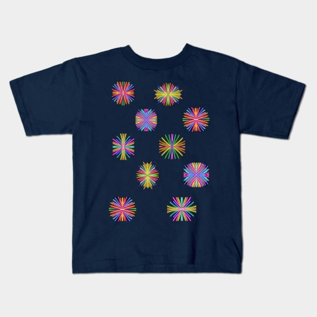 Stylized Digital Fireworks Kids T-Shirt by Amanda1775